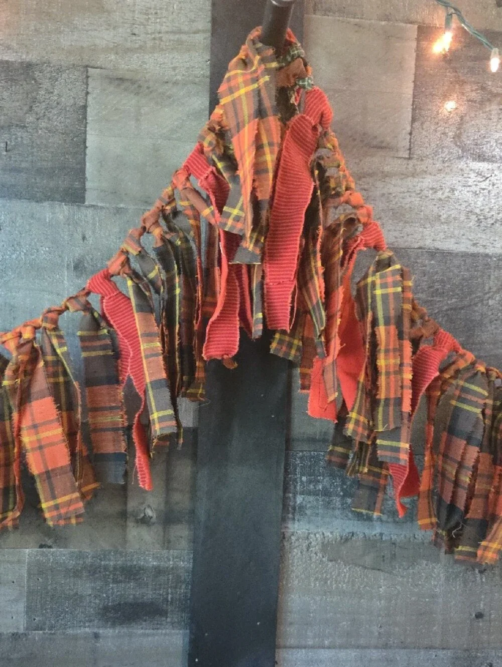 Rust Plaid & Orange Fall  Boho Chic Garland Home Holiday Decor Appox 57